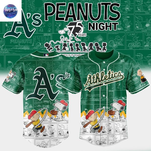 Athletics x Peanuts Night 75 Years 2025 Baseball Jersey