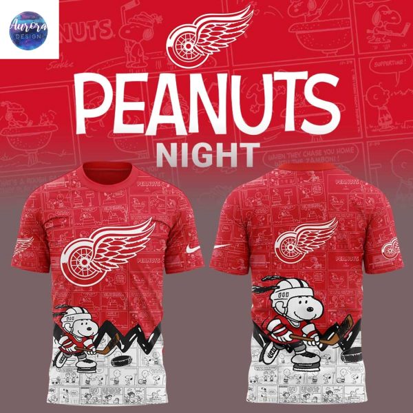 Detroit Red Wings Anniversary Of Peanuts 3D T-Shirt