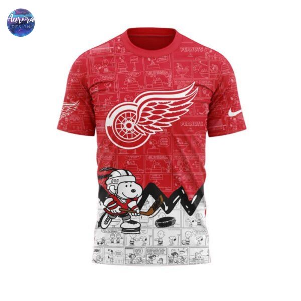 Detroit Red Wings Anniversary Of Peanuts 3D T-Shirt