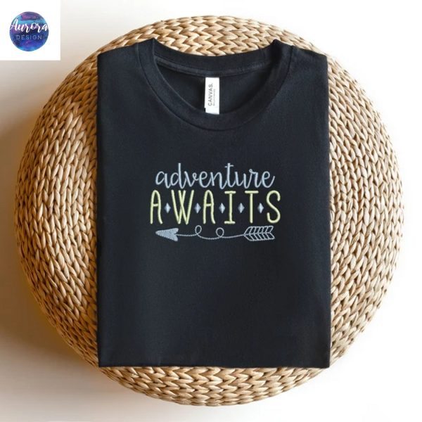 Embroidered Adventure Awaits Travel Shirt