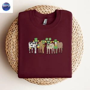 Embroidered Cow St Patricks Sweatshirt