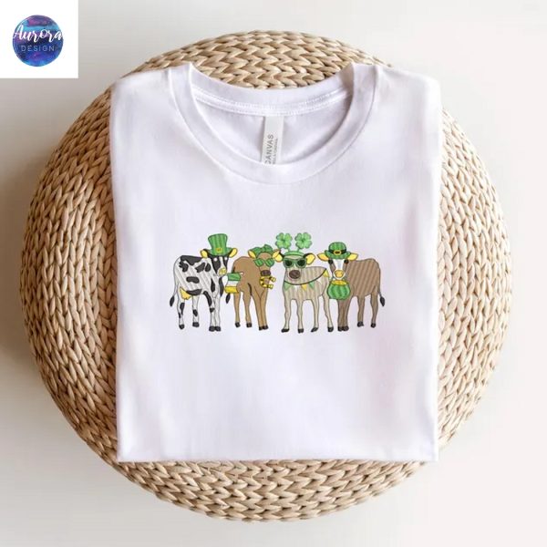 Embroidered Cow St Patricks Sweatshirt