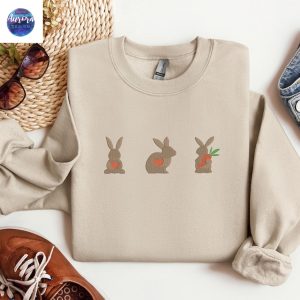 Embroidered Bunny Lover Happy Easter Sweatshirt