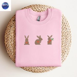 Embroidered Cute Bunny Easter Day Sweatshirt