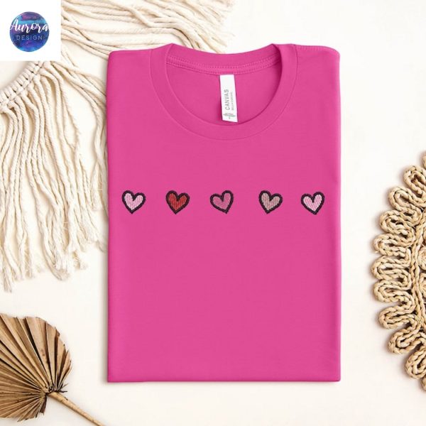 Embroidered Cute Love Heart Sweatshirt