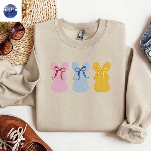 Embroidered Easter Day Cute Bunny Sweatshirt