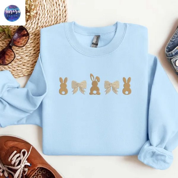 Embroidered Easter Day Rabbit Cute Bunny Sweatshirt