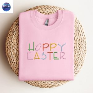 Embroidered Happy Easter Bunny Lover Hippity Sweatshirt