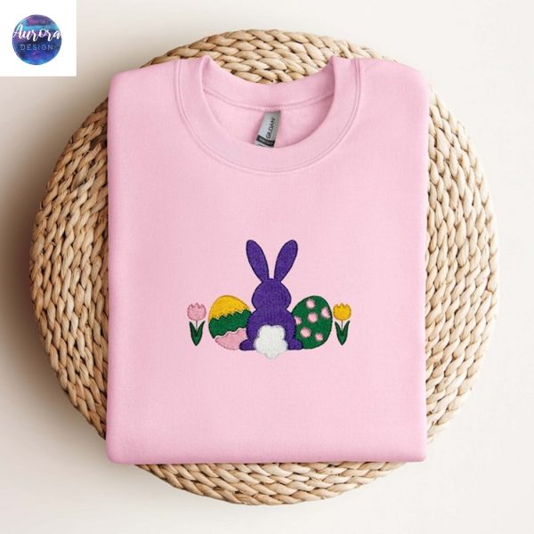 Happy Easter Bunny Lover Embroidered Sweatshirt