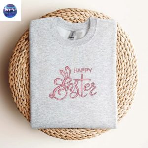 Embroidered Happy Easter Bunny Lover Sweatshirt