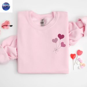 Embroidered Heart Balloons Cute Sweatshirt