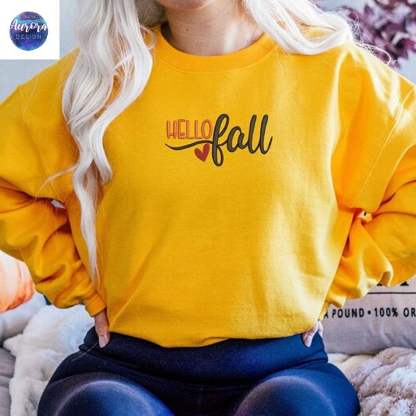 Embroidered Hello Fall, Pumpkin Season Sweatshirt