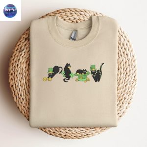 Embroidered Irish Lucky Cats Sweatshirt