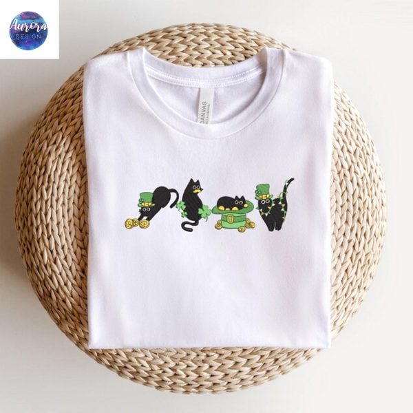 Embroidered Irish Lucky Cats Sweatshirt