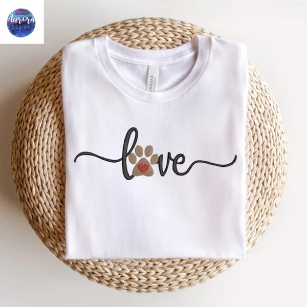 Embroidered Love Paw Dog Paw Shirt