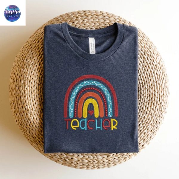 Embroidered Rainbow Teacher Inspirational Sweatshirt