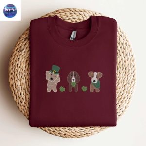 Embroidered Shamrock Dog Patrick Sweatshirt