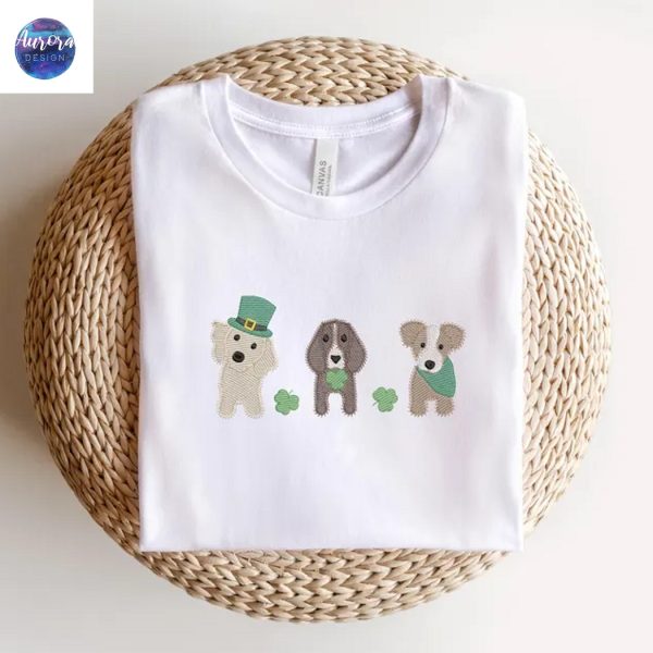 Embroidered Shamrock Dog Patrick Sweatshirt