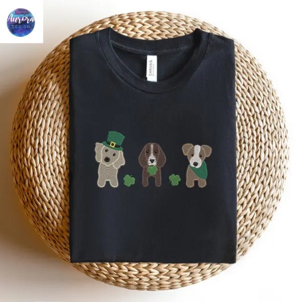 Embroidered Shamrock Dog Patrick Sweatshirt