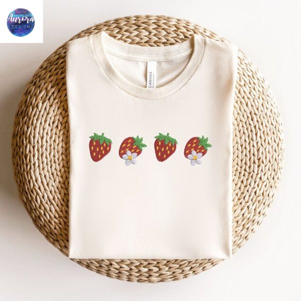 Embroidered Summer Strawberry Cute Flower Sweatshirt