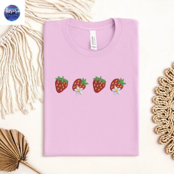 Embroidered Summer Strawberry Cute Flower Sweatshirt