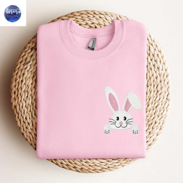 Happy Easter Bunny Lover Carrot Embroidered Sweatshirt