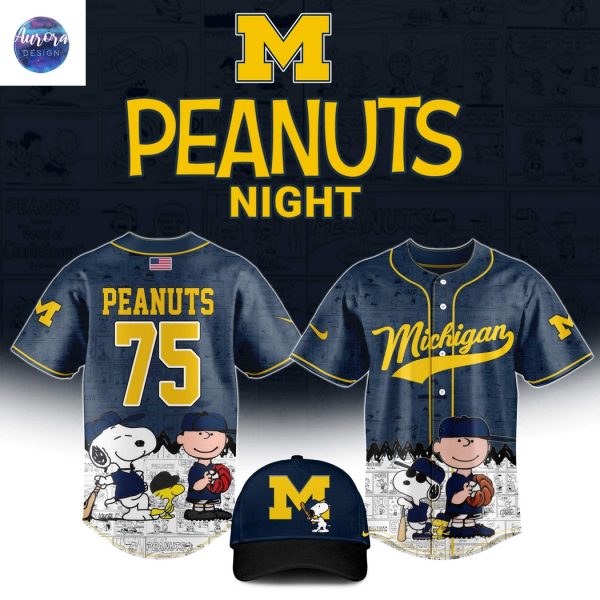 Michigan Wolverines Baseball X Peanuts Night Jersey Celebrating The 75th Anniversary Of Peanuts Baseball Jersey