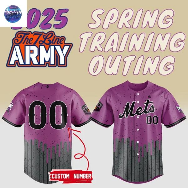 Personalized New York Mets 2025 The 7 Line Army Spring Training Outing Baseball Jersey