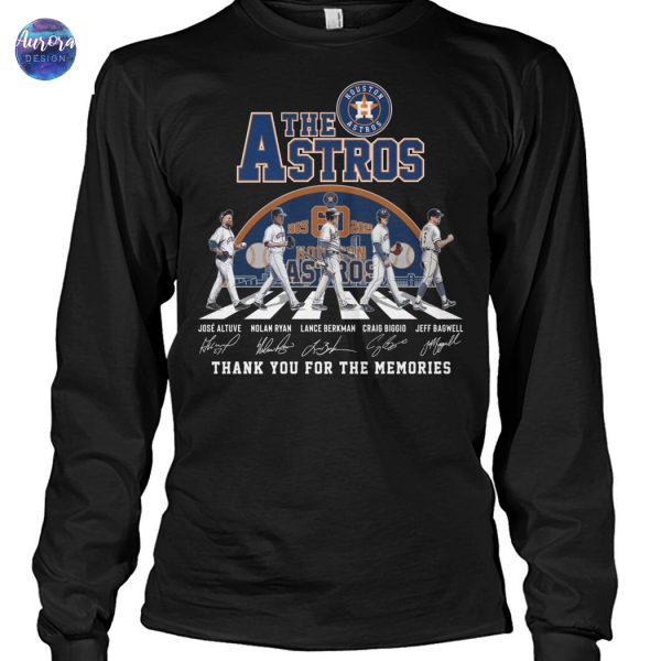 The Houston Astros 60 Years 1965-2025 Signature Thank You For The Memories Unisex T-Shirt