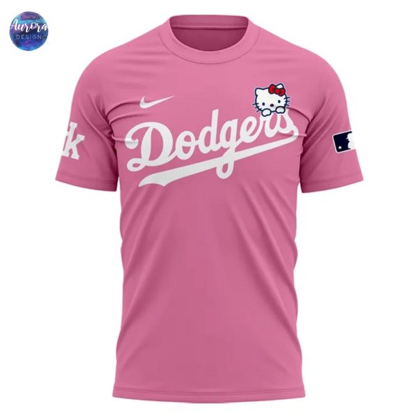 2025 Los Angeles Dodgers x Hello Kitty Night 3D T-Shirt – Pink