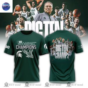 Michigan State Spartans Mens Basketball 2025 Regular Season Champions 3D T-Shirt