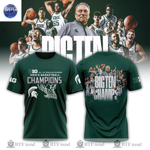 2025 Michigan State Spartans Mens Basketball Regular Season Champions 3D T-Shirt