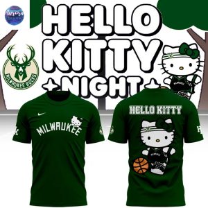 2025 Milwaukee Bucks x Hello Kitty Night 3D T-Shirt – Green