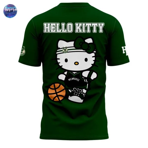 2025 Milwaukee Bucks x Hello Kitty Night 3D T-Shirt – Green