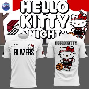 2025 Portland Trail Blazers x Hello Kitty Night 3D T-Shirt – Pink