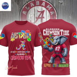 Alabama Crimson Tide x Autism Awareness 3D T-Shirt