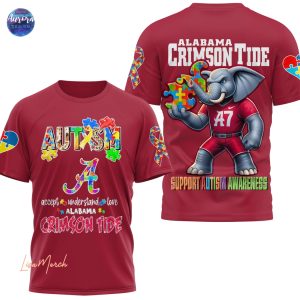 Alabama Crimson Tide x Autism Awareness 3D T-Shirt