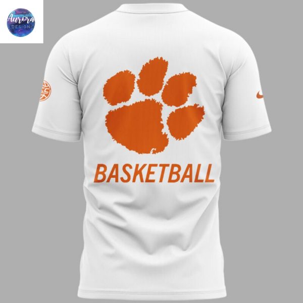 Clemson Tigers Basketball Nothing Easy 3D T-Shirt – White