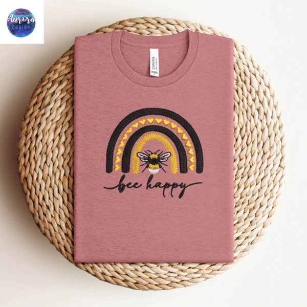 Embroidered Bee Bee Kind Happy Shirt