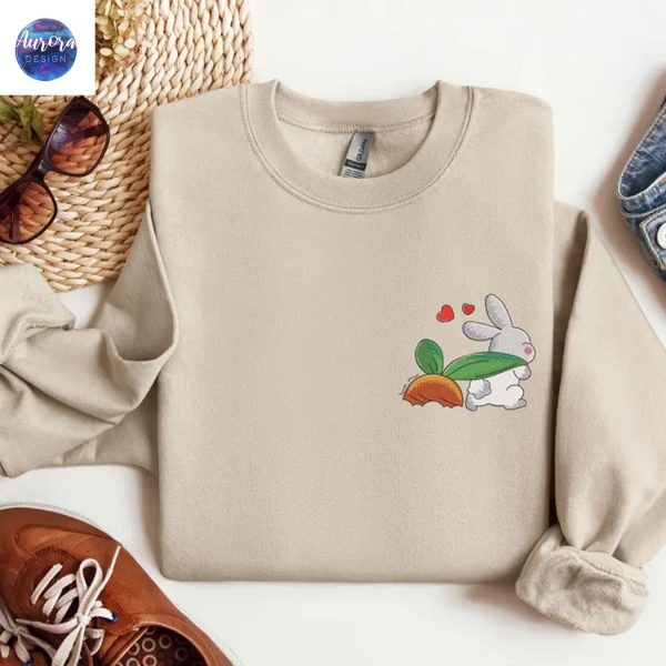 Embroidered Bunny Lover Carrot Sweatshirt