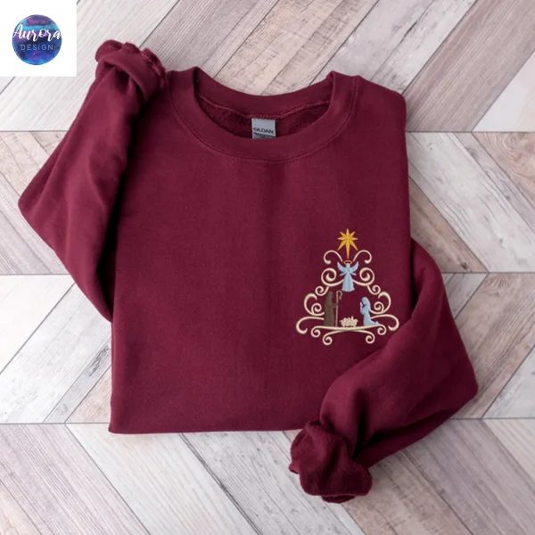 Embroidered Christian Christmas Sweatshirt