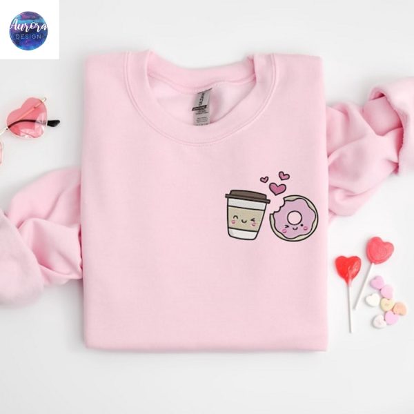 Embroidered Coffee Donut Love Sweatshirt