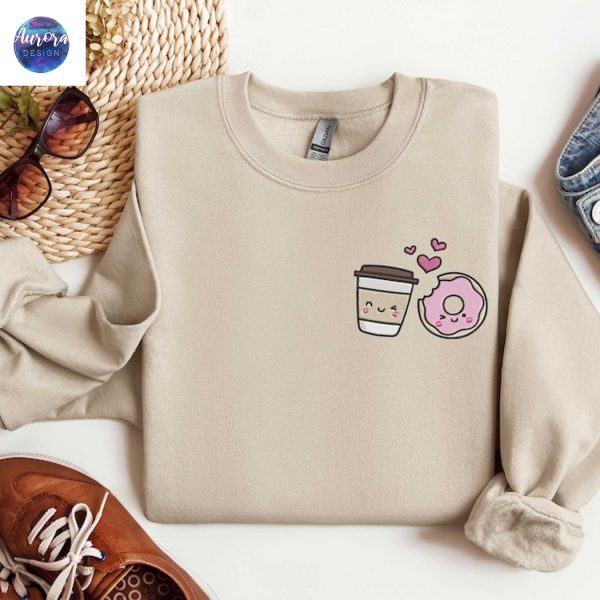 Embroidered Coffee Donut Love Sweatshirt