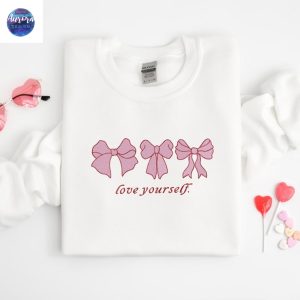 Embroidered Coquette Valentine Love Your Self Shirt