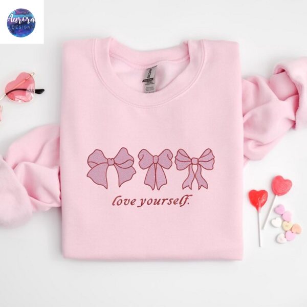 Embroidered Coquette Valentine Love Your Self Shirt