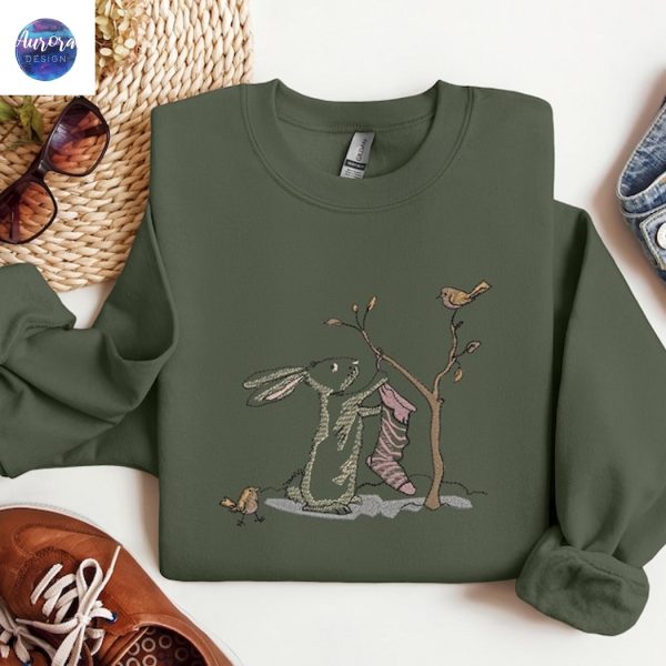 Embroidered Cute Rabbit Christmas Sweatshirt