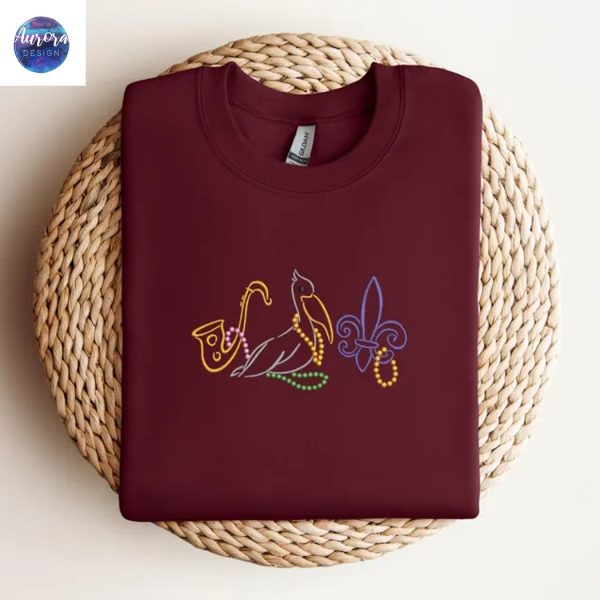 Embroidered Mardi Gras Sweatshirt