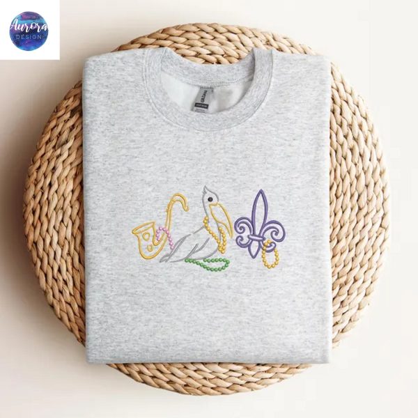 Embroidered Mardi Gras Sweatshirt