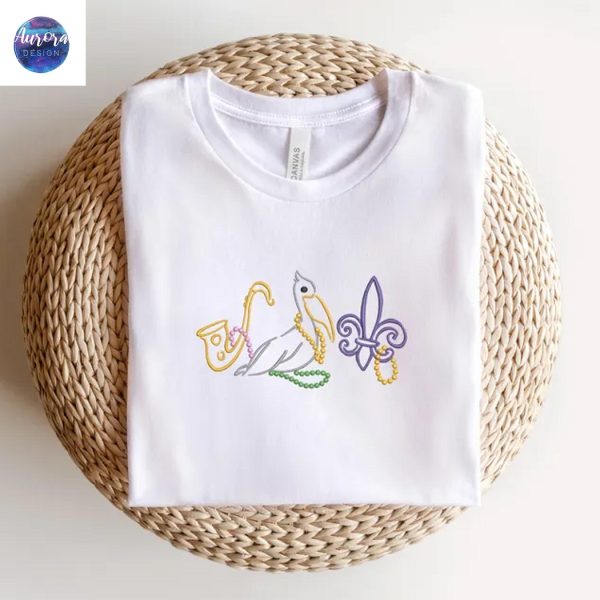 Embroidered Mardi Gras Sweatshirt