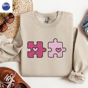 Embroidered Matching Puzzle Couple Sweatshirt